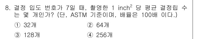 금속재료기사 2019년 8번 - 정답과 핵심 포인트를 검수 중인 기출문제