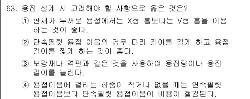 용접기사 2019년 64번 - 정답과 핵심 포인트를 검수 중인 기출문제