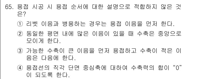 용접기사 2019년 66번 - 정답과 핵심 포인트를 검수 중인 기출문제