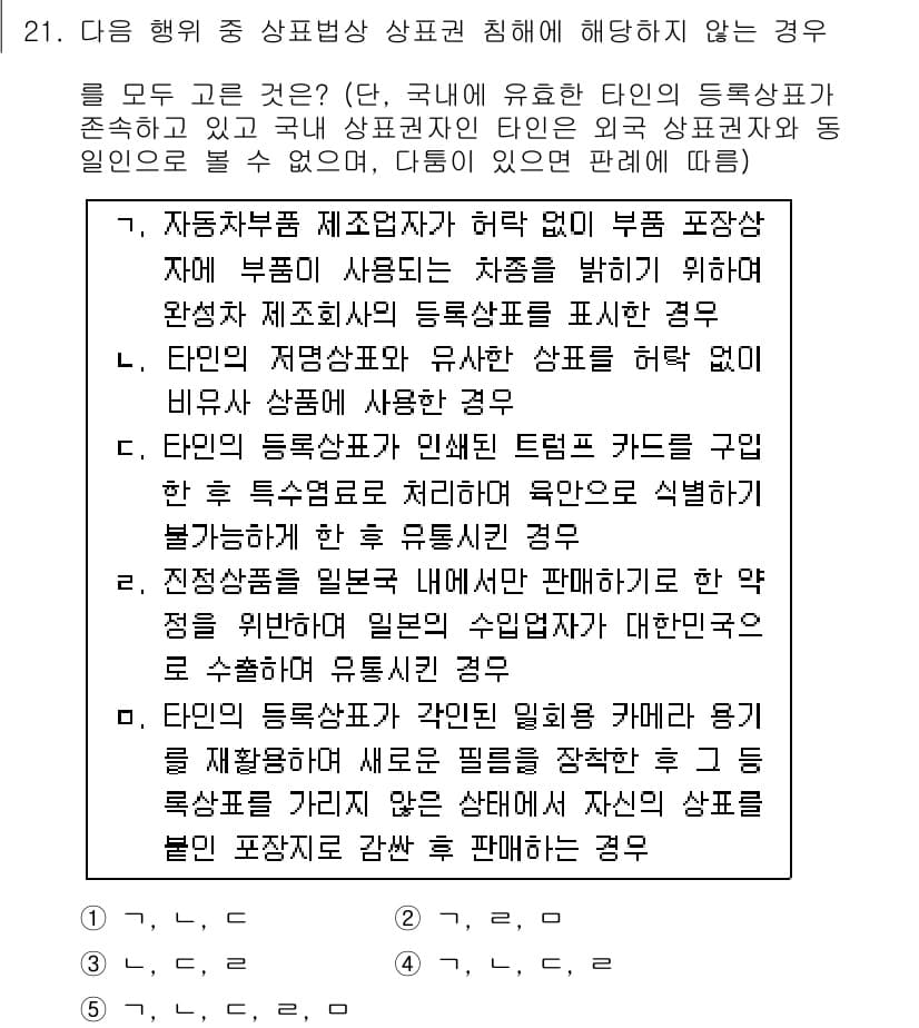 변리사_1차(1교시) 2016년 19번 - 문제에서 제시된 상황은 상표권과 관련된 사용의 제한을 다루고 있습니다. ... 에 관한 핵심 기출문제