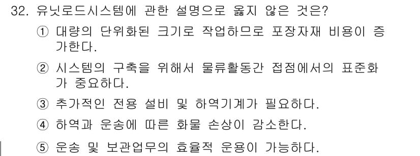 물류관리사_1교시 2016년 32번 - 정답과 핵심 포인트를 검수 중인 기출문제