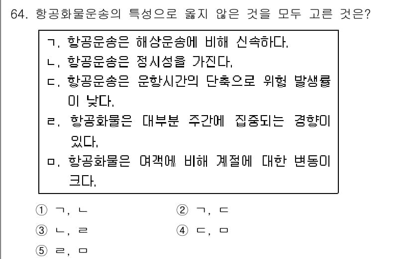물류관리사_1교시 2016년 64번 - 정답과 핵심 포인트를 검수 중인 기출문제