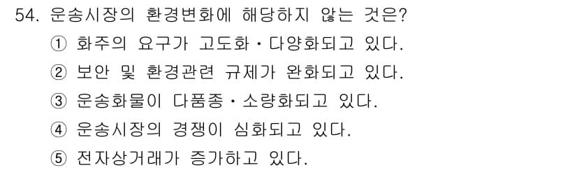 물류관리사_1교시 2017년 54번 - 정답과 핵심 포인트를 검수 중인 기출문제