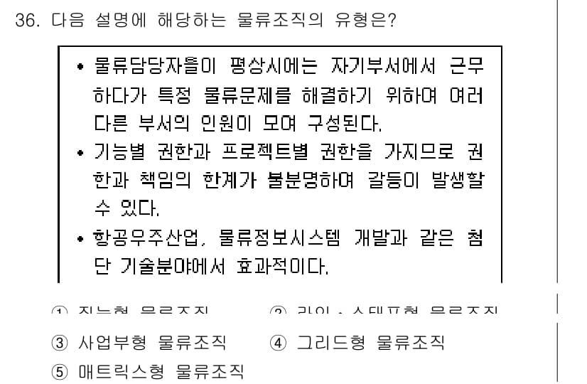 물류관리사_1교시 2018년 36번 - 정답과 핵심 포인트를 검수 중인 기출문제