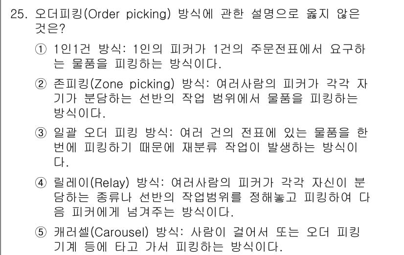 물류관리사_2교시 2015년 25번 - 정답과 핵심 포인트를 검수 중인 기출문제