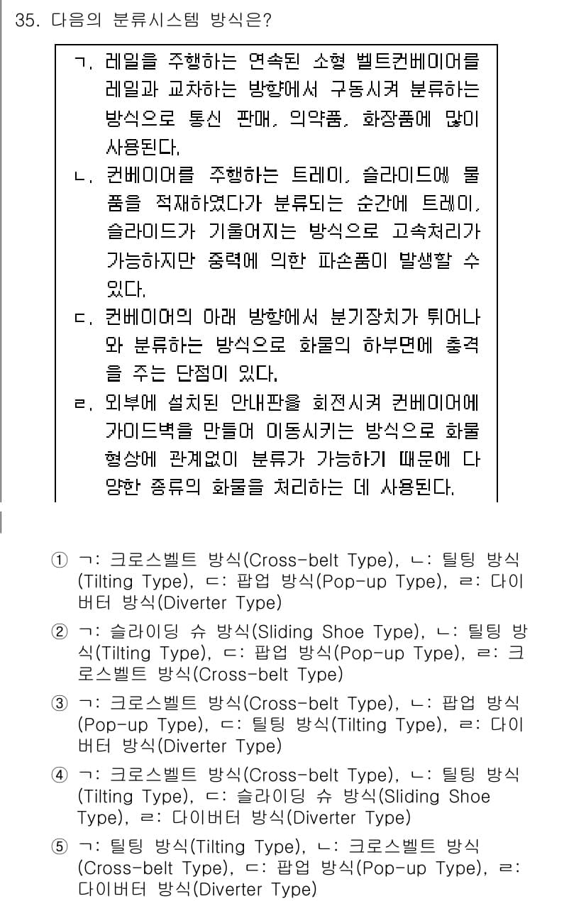 물류관리사_2교시 2017년 35번 - 정답과 핵심 포인트를 검수 중인 기출문제