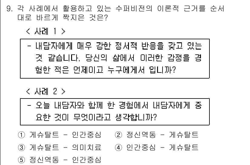 청소년상담사_1급(1교시) 2015년 9번 - 정답과 핵심 포인트를 검수 중인 기출문제