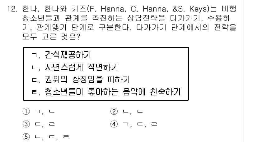 청소년상담사_1급(2교시)(구) 2015년 12번 - 정답과 핵심 포인트를 검수 중인 기출문제