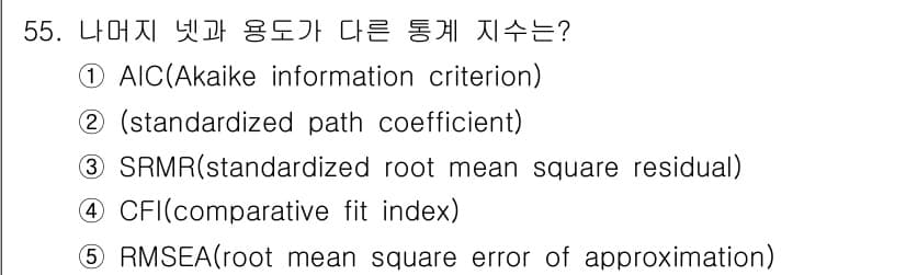 청소년상담사_1급(1교시)(구) 2016년 55번 - 표준화 경로 계수(standardized path coefficient)... 에 관한 핵심 기출문제
