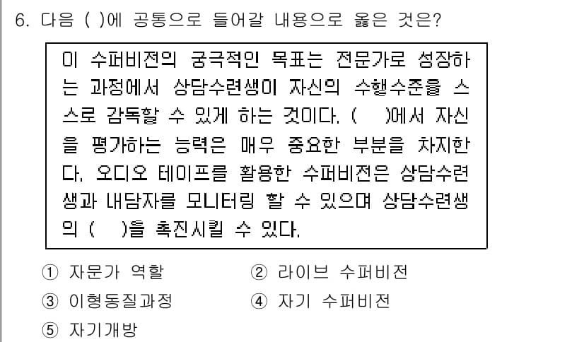 청소년상담사_1급(1교시)(구) 2016년 6번 - 정답과 핵심 포인트를 검수 중인 기출문제
