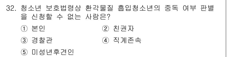 청소년상담사_1급(1교시)(구) 2017년 32번 - 정답은 3번 '경찰관'입니다. 청소년 상담사로서의 직무는 청소년과 직접적... 에 관한 핵심 기출문제