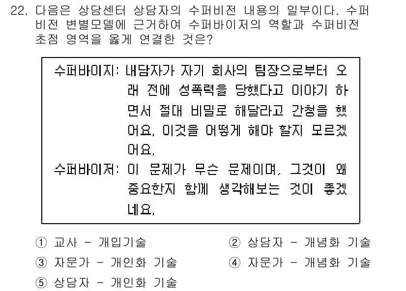 청소년상담사_1급(1교시) 2017년 22번 - 정답과 핵심 포인트를 검수 중인 기출문제
