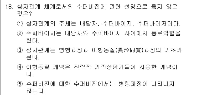 청소년상담사_1급(1교시) 2018년 18번 - 정답과 핵심 포인트를 검수 중인 기출문제