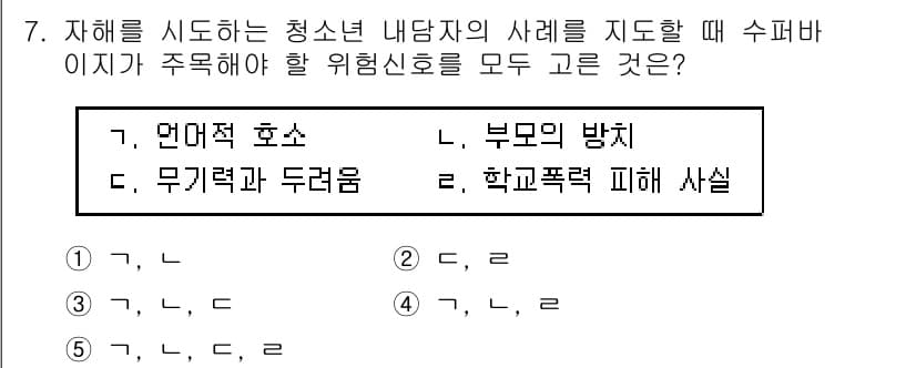 청소년상담사_1급(1교시)(구) 2019년 7번 - 정답과 핵심 포인트를 검수 중인 기출문제