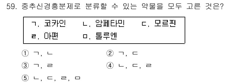 청소년상담사_1급(2교시)(구) 2016년 59번 - 59. 중추신경흥분제로 분류할 수 있는 약물은 '코카인'과 '암페타민'입... 에 관한 핵심 기출문제