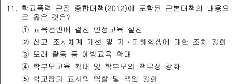 청소년상담사_1급(2교시)(구) 2017년 11번 - 정답과 핵심 포인트를 검수 중인 기출문제