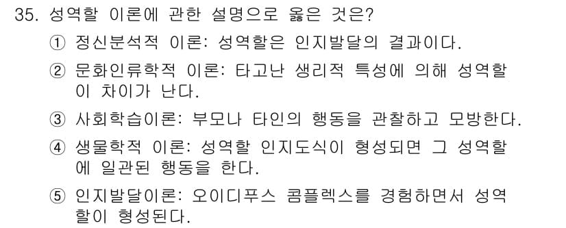 청소년상담사_1급(2교시) 2017년 35번 - 인지발달은 개인의 인지 구조와 관련된 성격의 형성에 영향을 미치며, 이는... 에 관한 핵심 기출문제