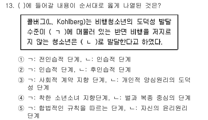 청소년상담사_1급(2교시)(구) 2018년 13번 - 정답과 핵심 포인트를 검수 중인 기출문제