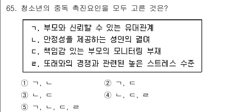 청소년상담사_1급(2교시) 2018년 65번 - 정답과 핵심 포인트를 검수 중인 기출문제