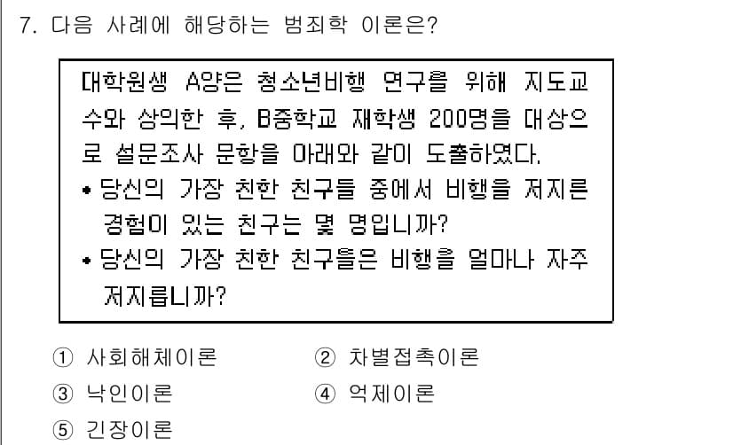 청소년상담사_1급(2교시)(구) 2019년 7번 - 정답과 핵심 포인트를 검수 중인 기출문제