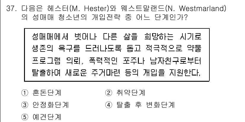 청소년상담사_1급(2교시) 2019년 37번 - 정답과 핵심 포인트를 검수 중인 기출문제