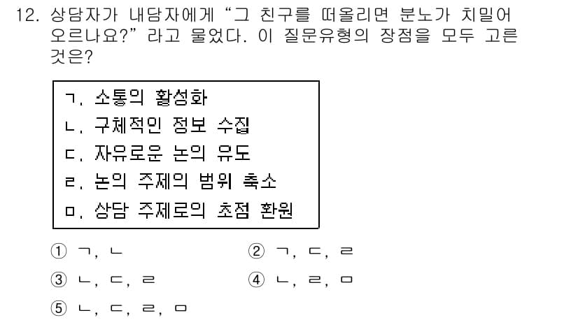 청소년상담사_2급(1교시)(구) 2016년 12번 - 정답과 핵심 포인트를 검수 중인 기출문제