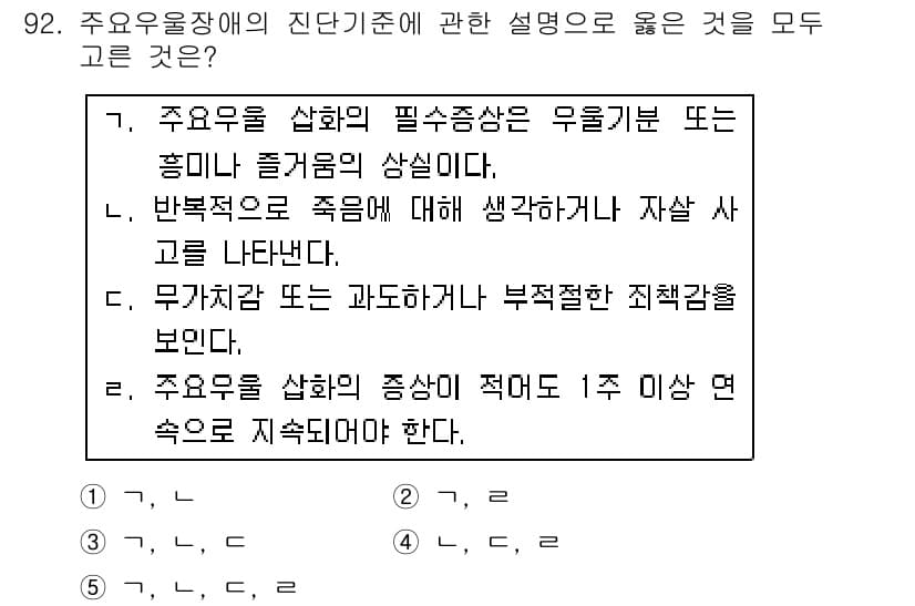 청소년상담사_2급(1교시) 2016년 94번 - 주오음형상에서 진단 기준은 청소년의 전반적인 행동이나 정서 상태에 기반한... 에 관한 핵심 기출문제