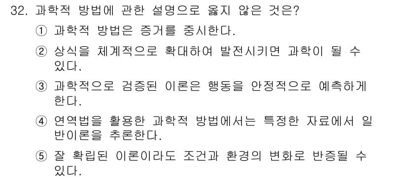 청소년상담사_2급(1교시)(구) 2018년 32번 - 과학적 방법에서 '상식'보다 '체계적 접근'이 중요하므로, 2번 설명은 ... 에 관한 핵심 기출문제