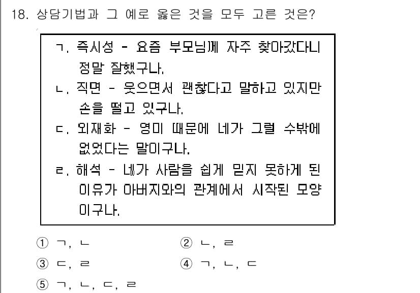 청소년상담사_2급(1교시) 2018년 18번 - 정답과 핵심 포인트를 검수 중인 기출문제