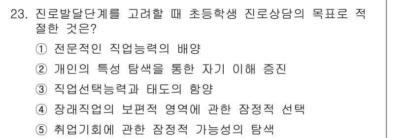 청소년상담사_2급(2교시)(구) 2015년 23번 - 정답과 핵심 포인트를 검수 중인 기출문제