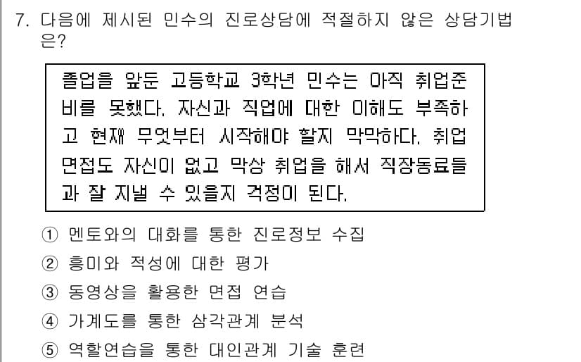 청소년상담사_2급(2교시)(구) 2015년 7번 - 정답과 핵심 포인트를 검수 중인 기출문제