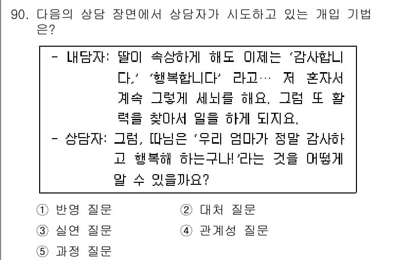 청소년상담사_2급(2교시)(구) 2015년 90번 - 정답과 핵심 포인트를 검수 중인 기출문제