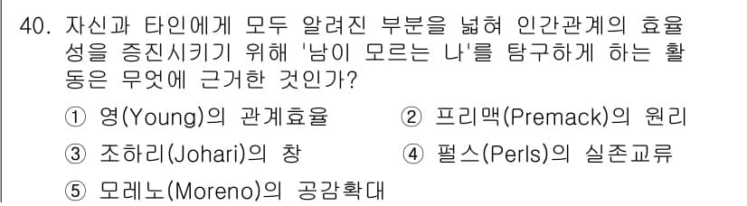 청소년상담사_2급(2교시) 2015년 40번 - 정답과 핵심 포인트를 검수 중인 기출문제