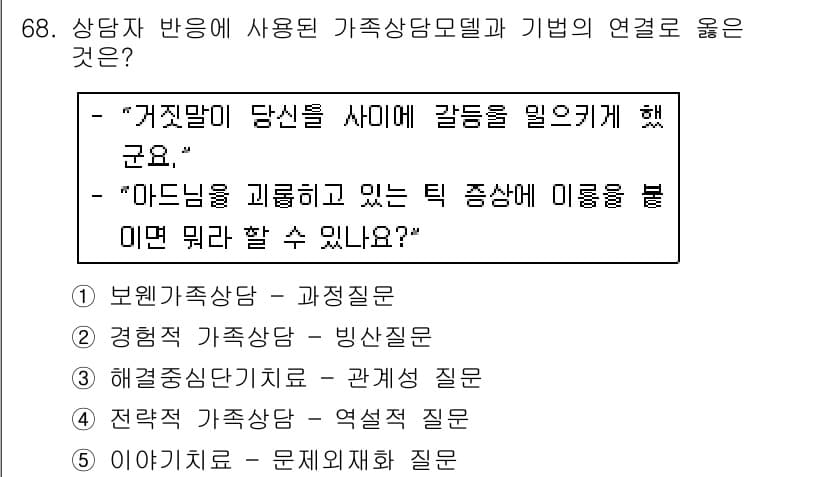 청소년상담사_2급(2교시) 2016년 68번 - 정답과 핵심 포인트를 검수 중인 기출문제