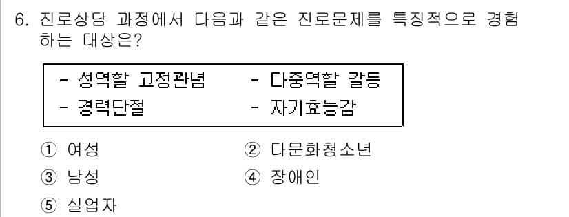 청소년상담사_2급(2교시)(구) 2017년 6번 - . 

이 문제는 청소년 상담에서 성격과 고정관념에 대한 이해가 중요한 ... 에 관한 핵심 기출문제