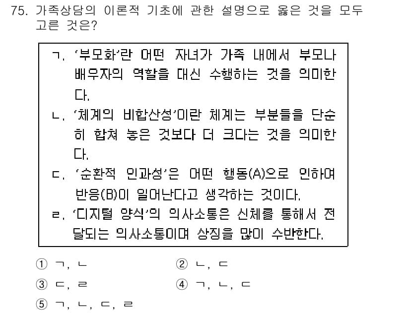 청소년상담사_2급(2교시) 2017년 75번 - 정답과 핵심 포인트를 검수 중인 기출문제