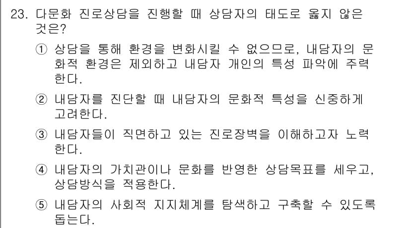 청소년상담사_2급(2교시) 2018년 23번 - 정답과 핵심 포인트를 검수 중인 기출문제