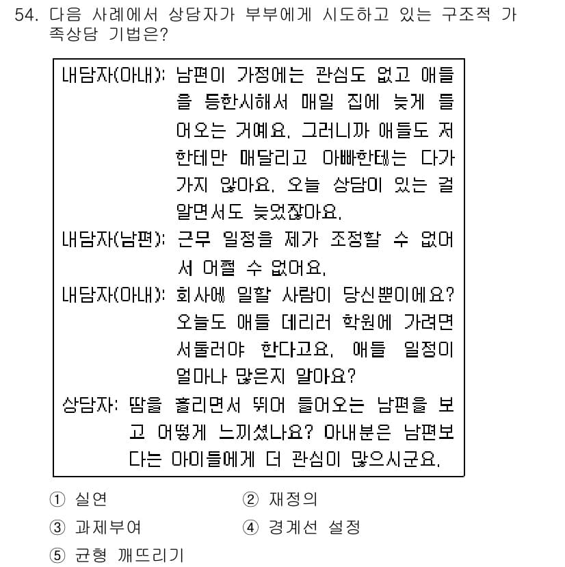 청소년상담사_2급(2교시) 2019년 54번 - 정답과 핵심 포인트를 검수 중인 기출문제