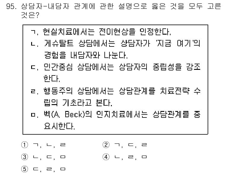 청소년상담사_3급(1교시)(구) 2015년 95번 - 정답과 핵심 포인트를 검수 중인 기출문제