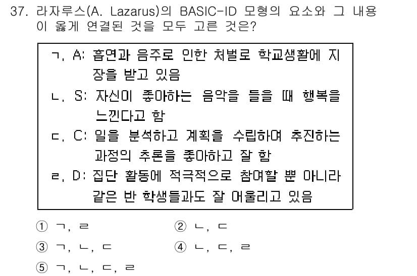 청소년상담사_3급(1교시) 2015년 37번 - 정답과 핵심 포인트를 검수 중인 기출문제