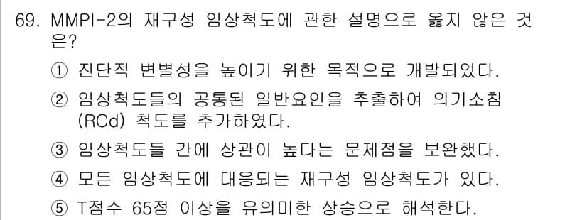 청소년상담사_3급(1교시) 2016년 69번 - 정답과 핵심 포인트를 검수 중인 기출문제