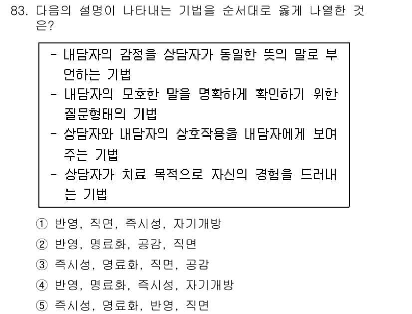 청소년상담사_3급(1교시) 2016년 83번 - 정답과 핵심 포인트를 검수 중인 기출문제
