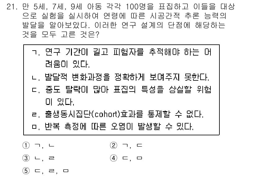 청소년상담사_3급(1교시)(구) 2017년 21번 - 정답인 이유: 중도 탈락이 많아 표집의 대표성을 상실할 위험이 크기 때문... 에 관한 핵심 기출문제