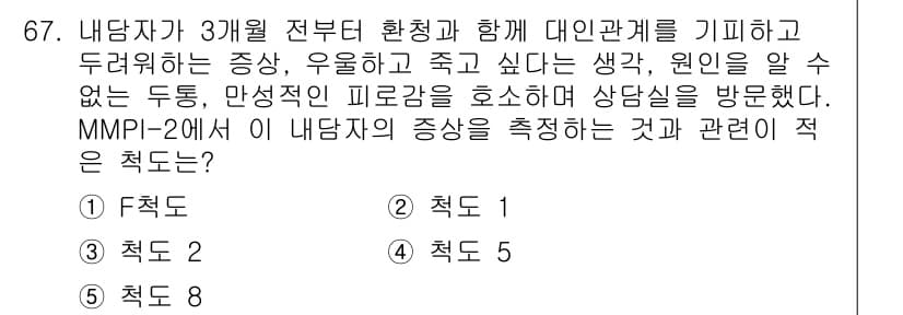 청소년상담사_3급(1교시)(구) 2017년 67번 - MMPI-2에서 내담자의 증상을 측정하는 데 중요한 요소는 그의 성격 특... 에 관한 핵심 기출문제