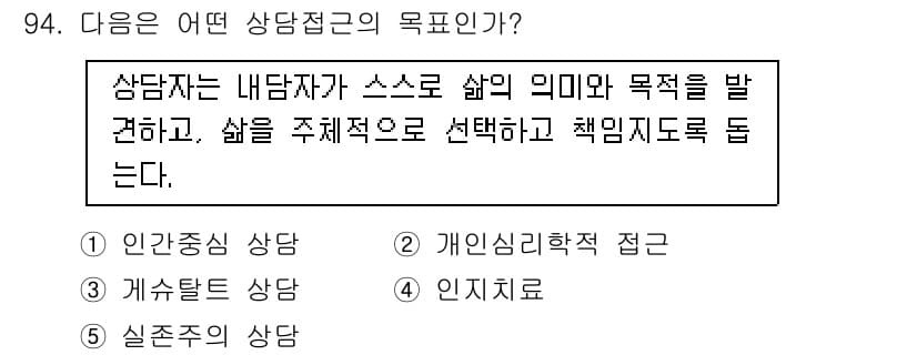 청소년상담사_3급(1교시)(구) 2018년 94번 - 정답과 핵심 포인트를 검수 중인 기출문제