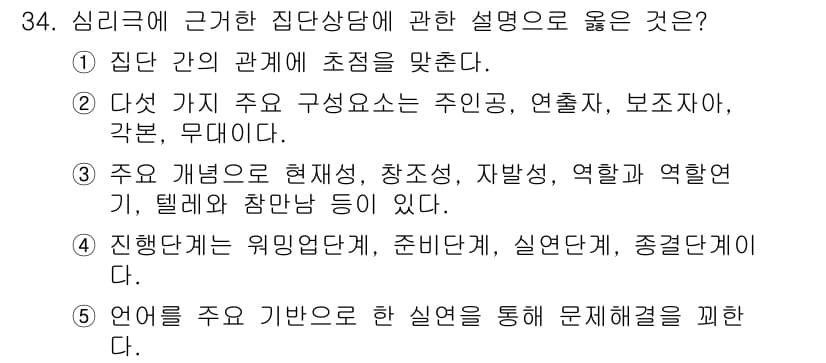 청소년상담사_3급(1교시) 2018년 34번 - 정답과 핵심 포인트를 검수 중인 기출문제