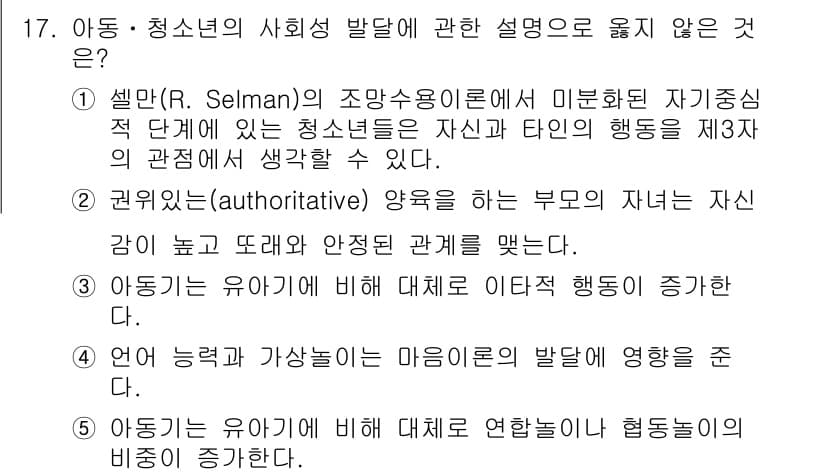 청소년상담사_3급(1교시)(구) 2019년 17번 - 정답과 핵심 포인트를 검수 중인 기출문제