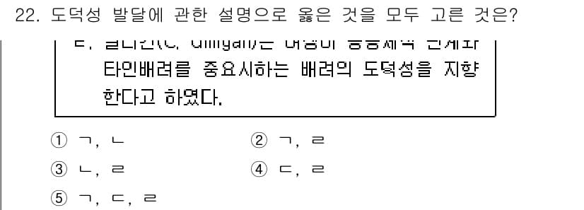 청소년상담사_3급(1교시) 2019년 22번 - 도덕성 발달 이론에서는 배려의 도덕성을 강조하며, 개인이 타인의 입장을 ... 에 관한 핵심 기출문제
