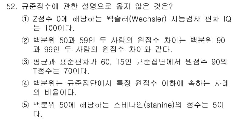청소년상담사_3급(1교시) 2019년 52번 - 정답 2번은 벡 분포의 응답 차이를 잘못 설명하고 있습니다. 90과 99... 에 관한 핵심 기출문제