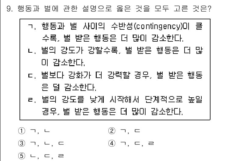 청소년상담사_3급(2교시)(구) 2015년 9번 - 번. 

행동의 강도가 낮아질수록 행동의 발생 빈도는 줄어들기 때문에, ... 에 관한 핵심 기출문제